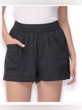 Old Navy Black Women's Elastic-Waist Casual Linen Shorts